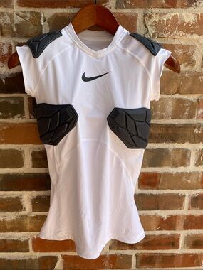 Nike Kids Protective Padded Athletic Shirt in white with Black Pads